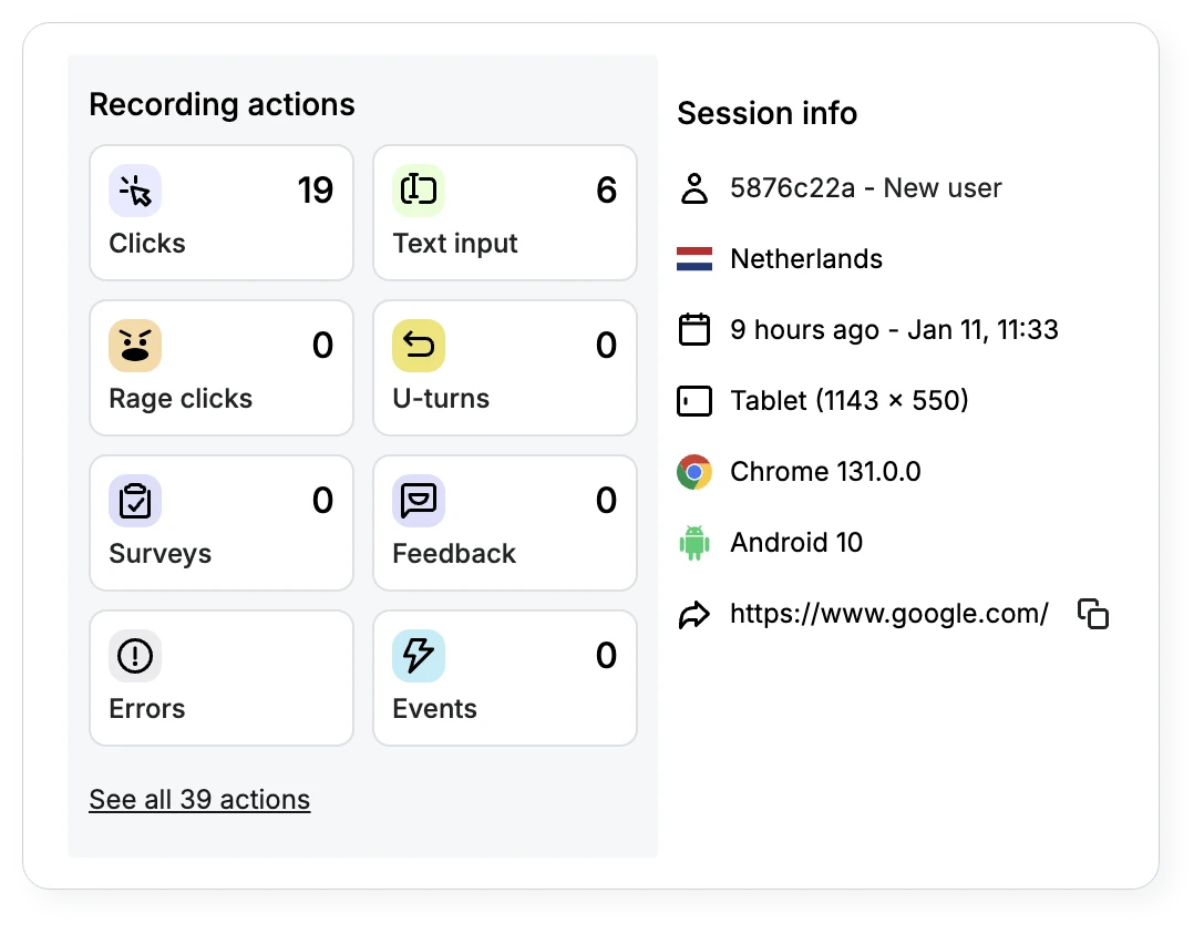 Onderdelen uit de tool Hotjar