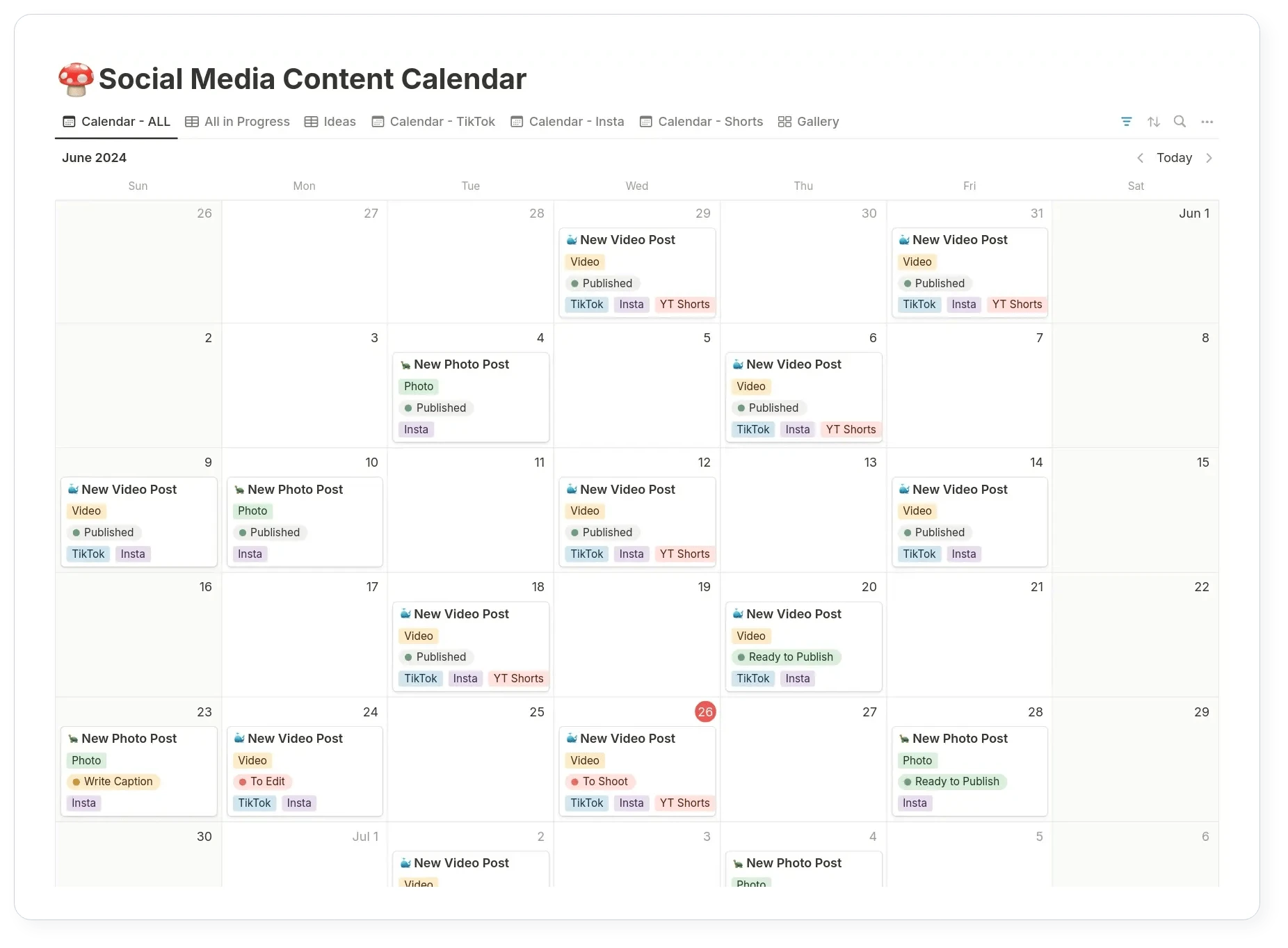 Hoe maak je een contentkalender? 21 Voorbeeld contentkalender in Notion