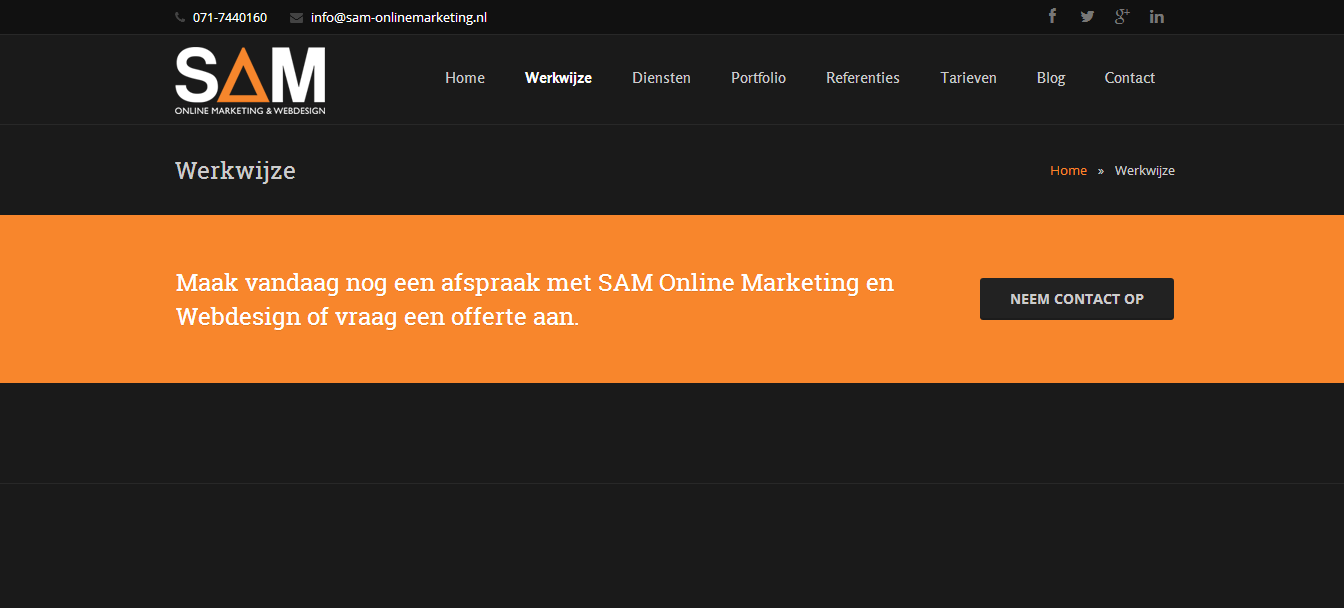 CTA boven de vouw