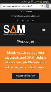 CTA boven de vouw mobiel