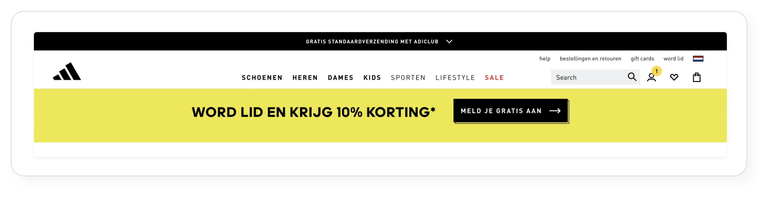 Adidas voorbeeld call to actions