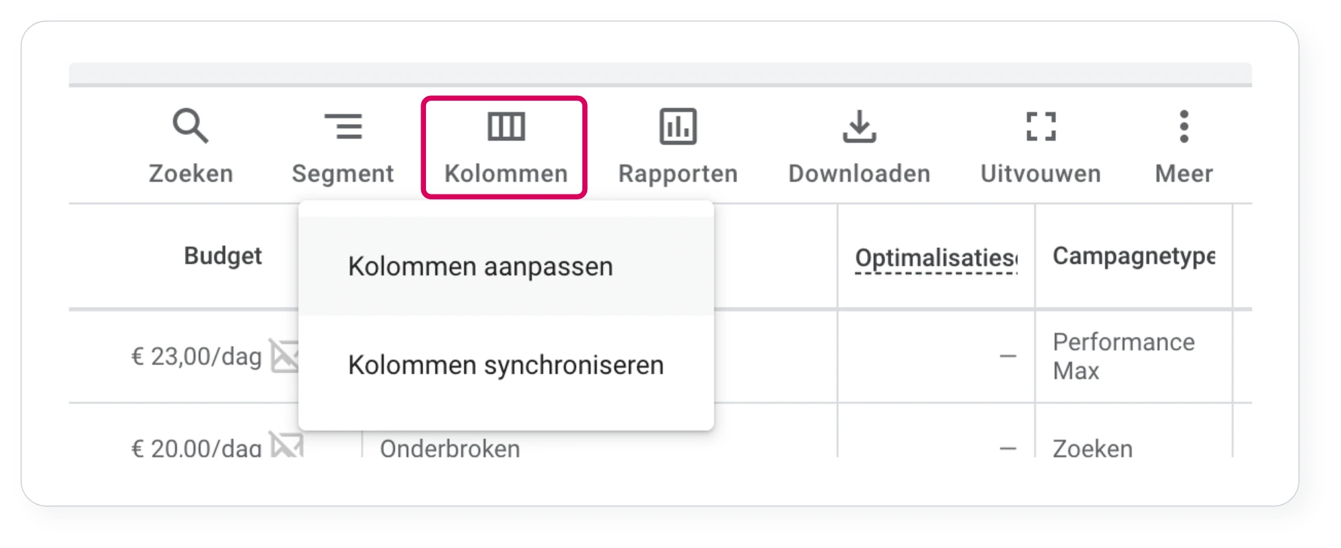 ROAS toevoegen - stap 3