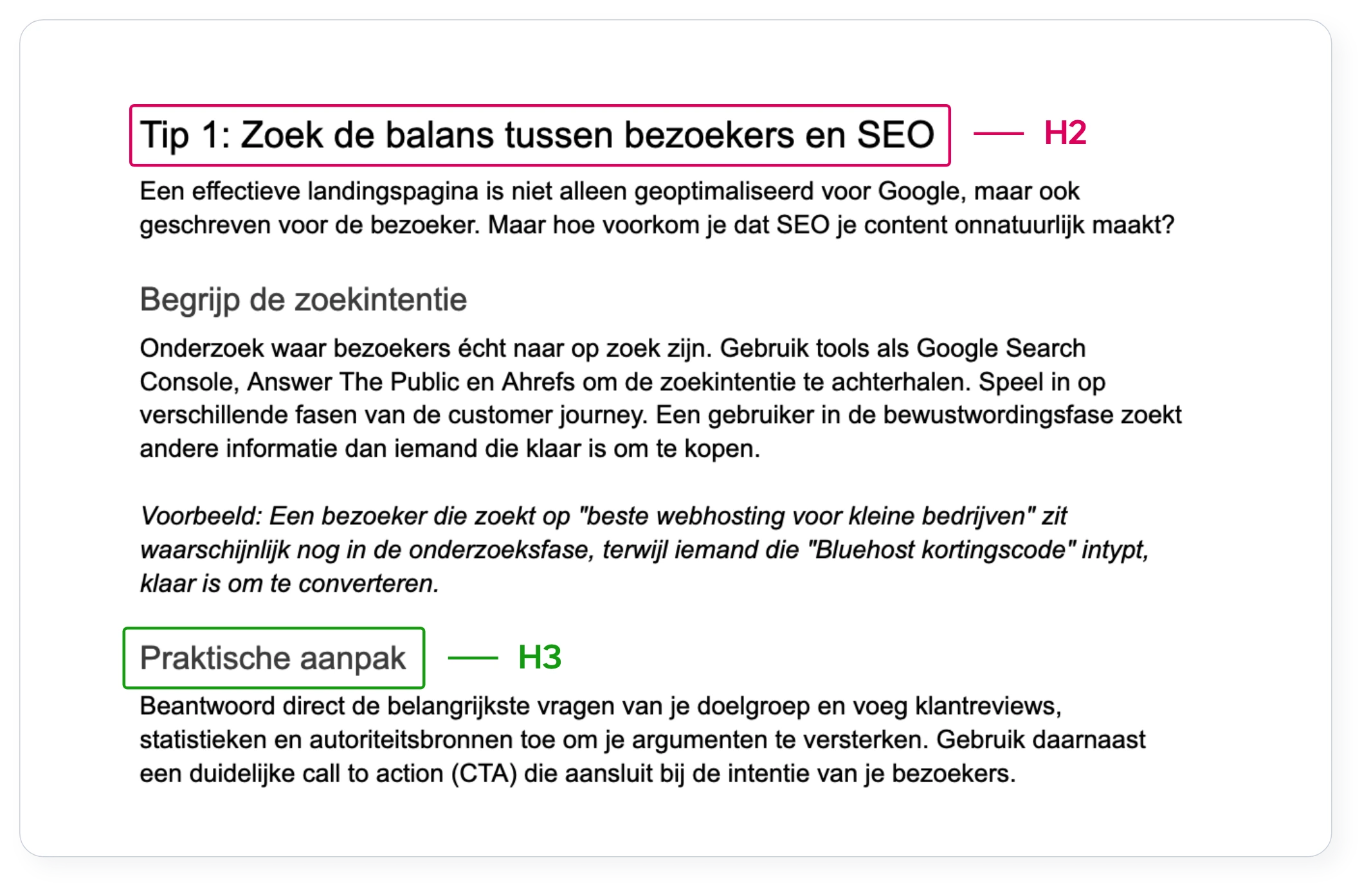 Voorbeeld indeling H1. H2, H3