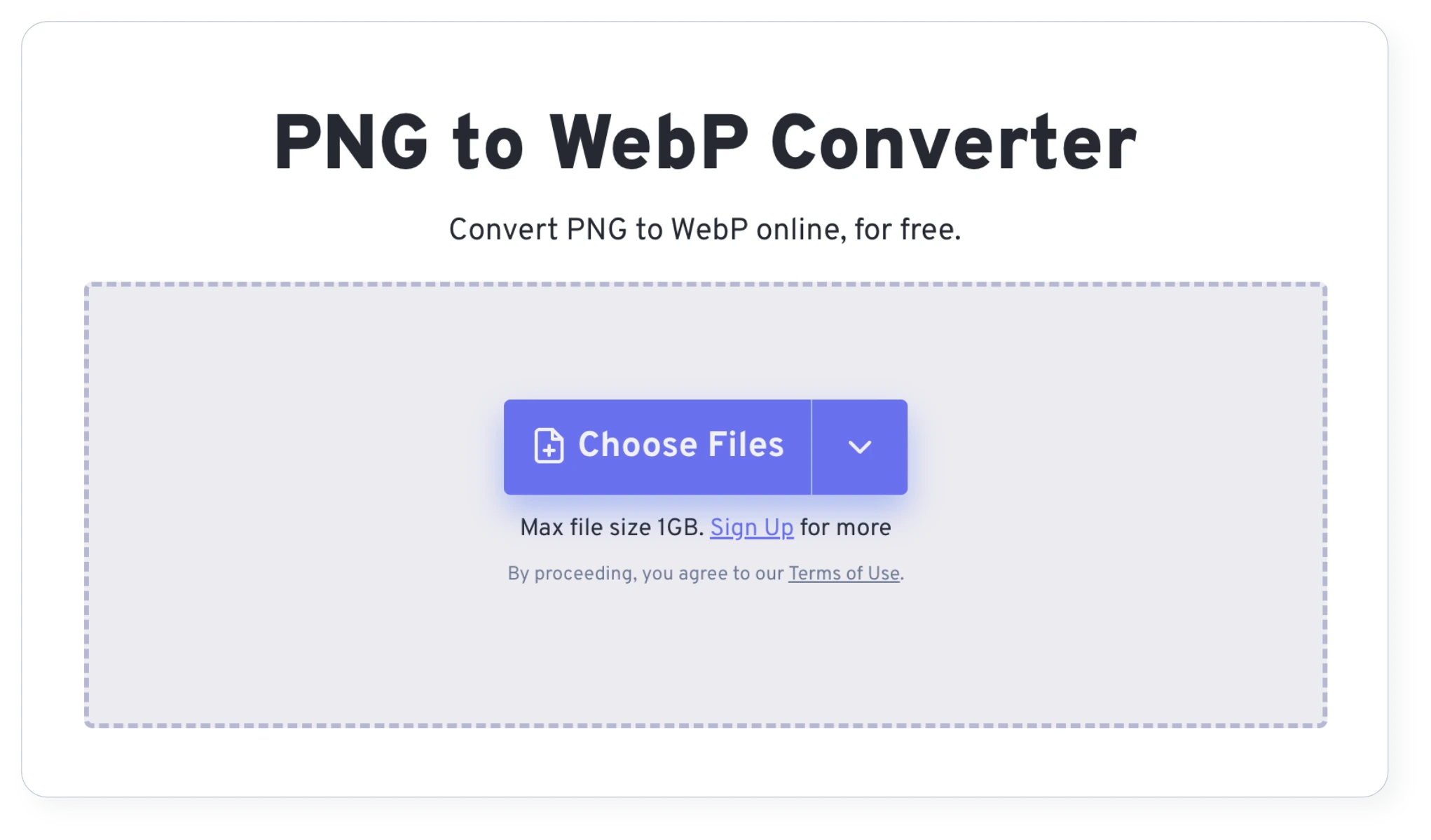 Voorbeeld tool voor converteren naar Webp