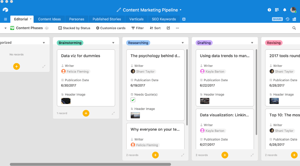 Hoe maak je een contentkalender? 18 Airtable voorbeeld contentkalender