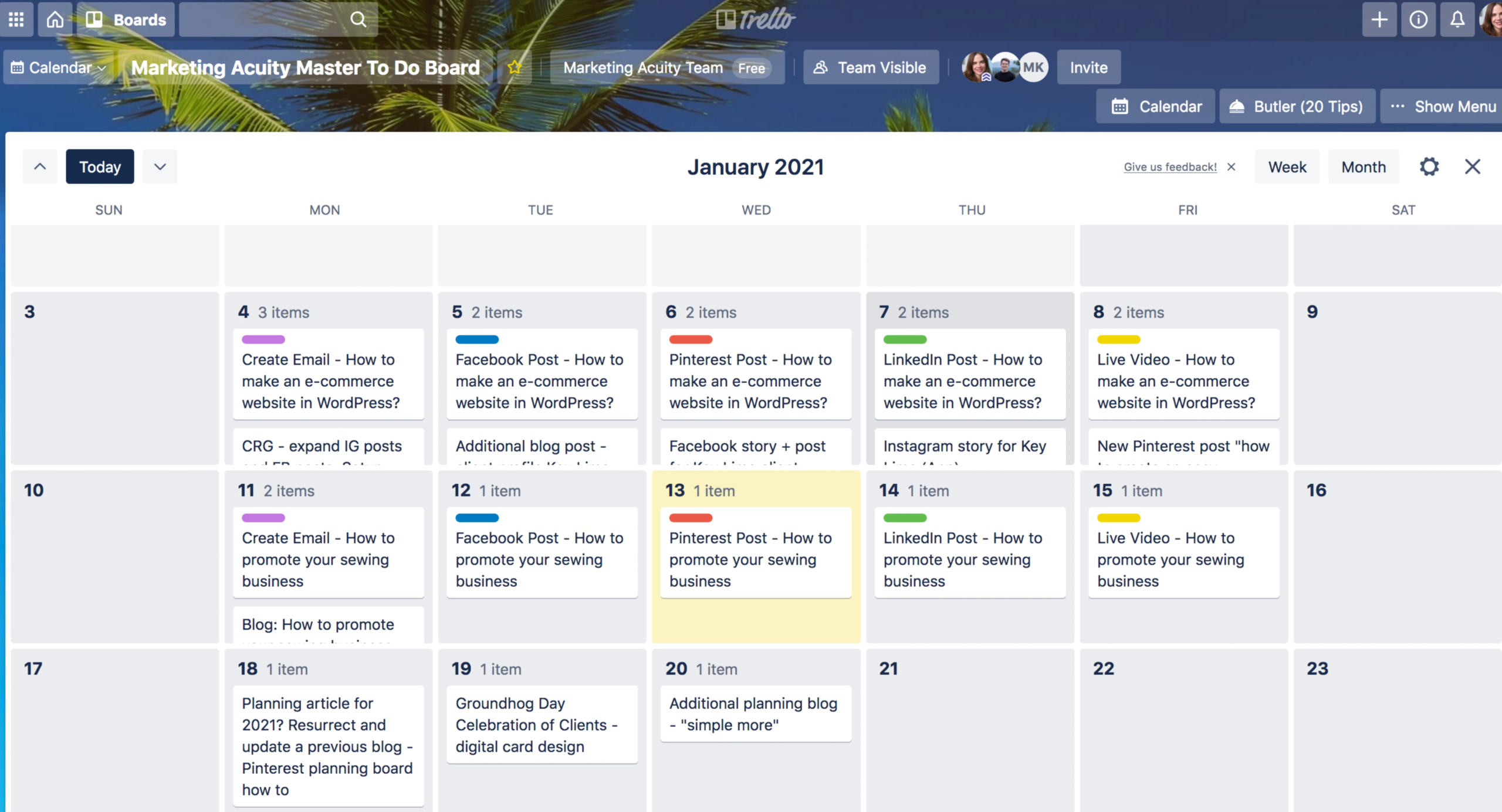 Hoe maak je een contentkalender? 12 Trello voorbeeld contentkalender