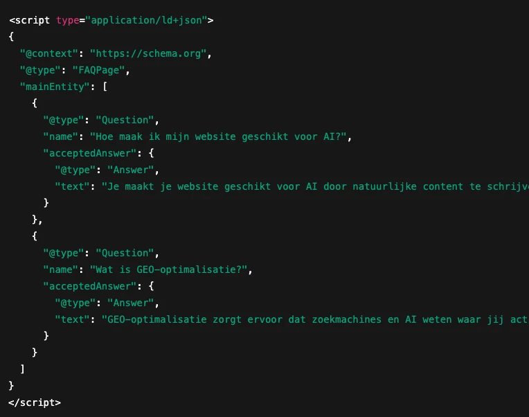 Voorbeeld van Structured Data 