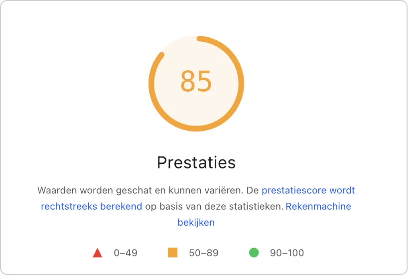 Pagespeed-insights-resultaat